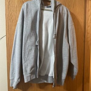 Grey Oversized Brandy Melville Zip-up